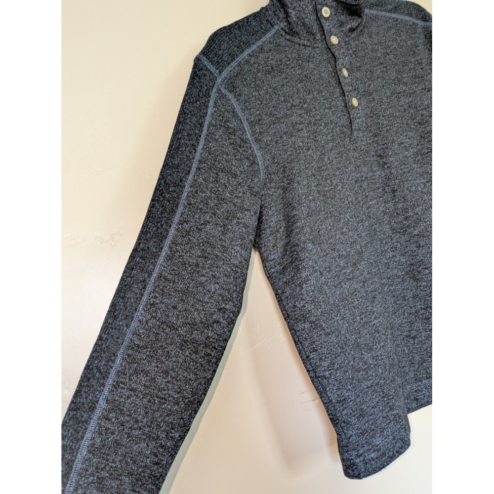 Van Heusen Flex Pullover Large Blue Heather Henley‎ Mock Neck Long Sleeve